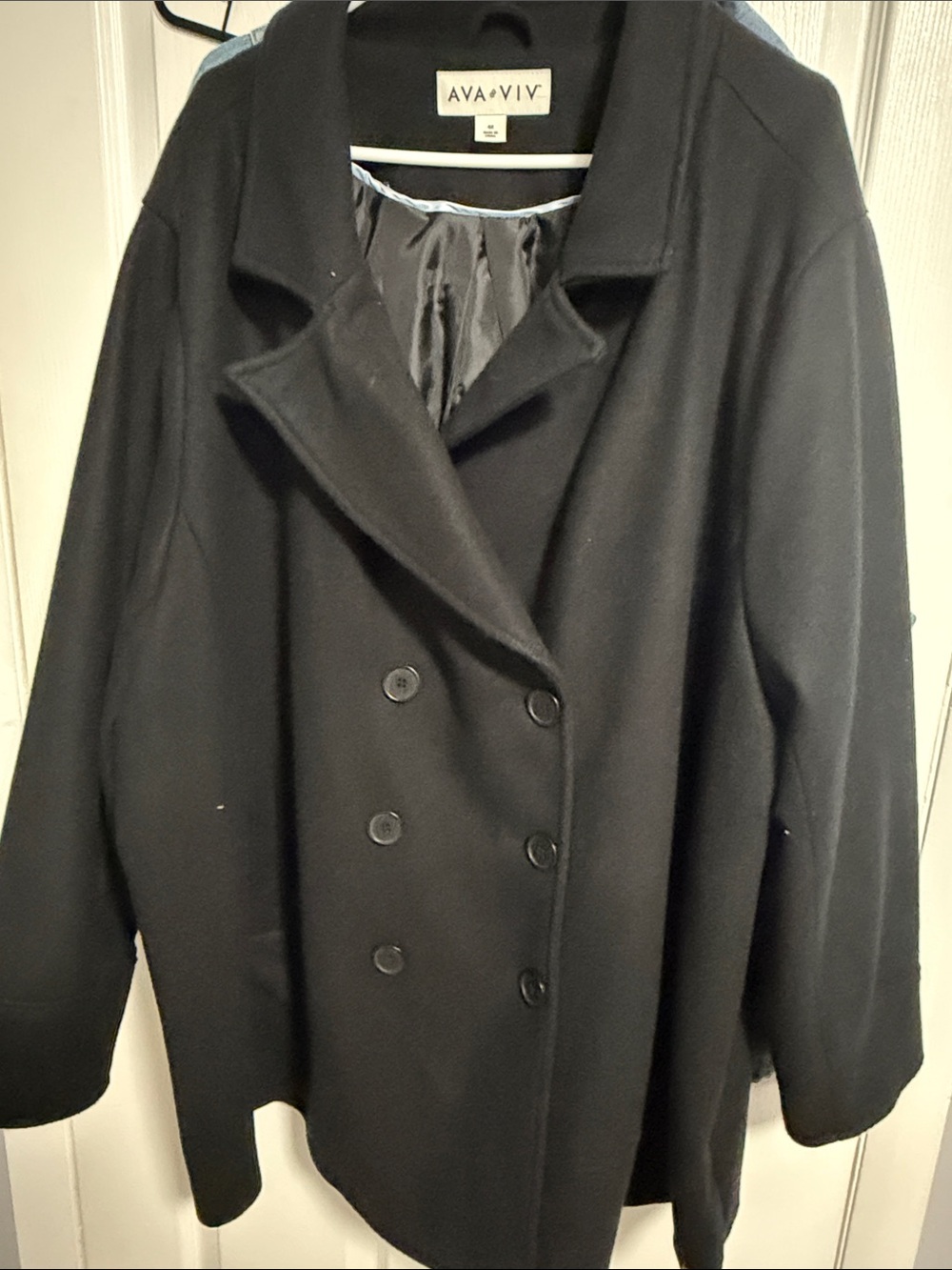 Ava & Viv Black Double-Breasted Pea Coat